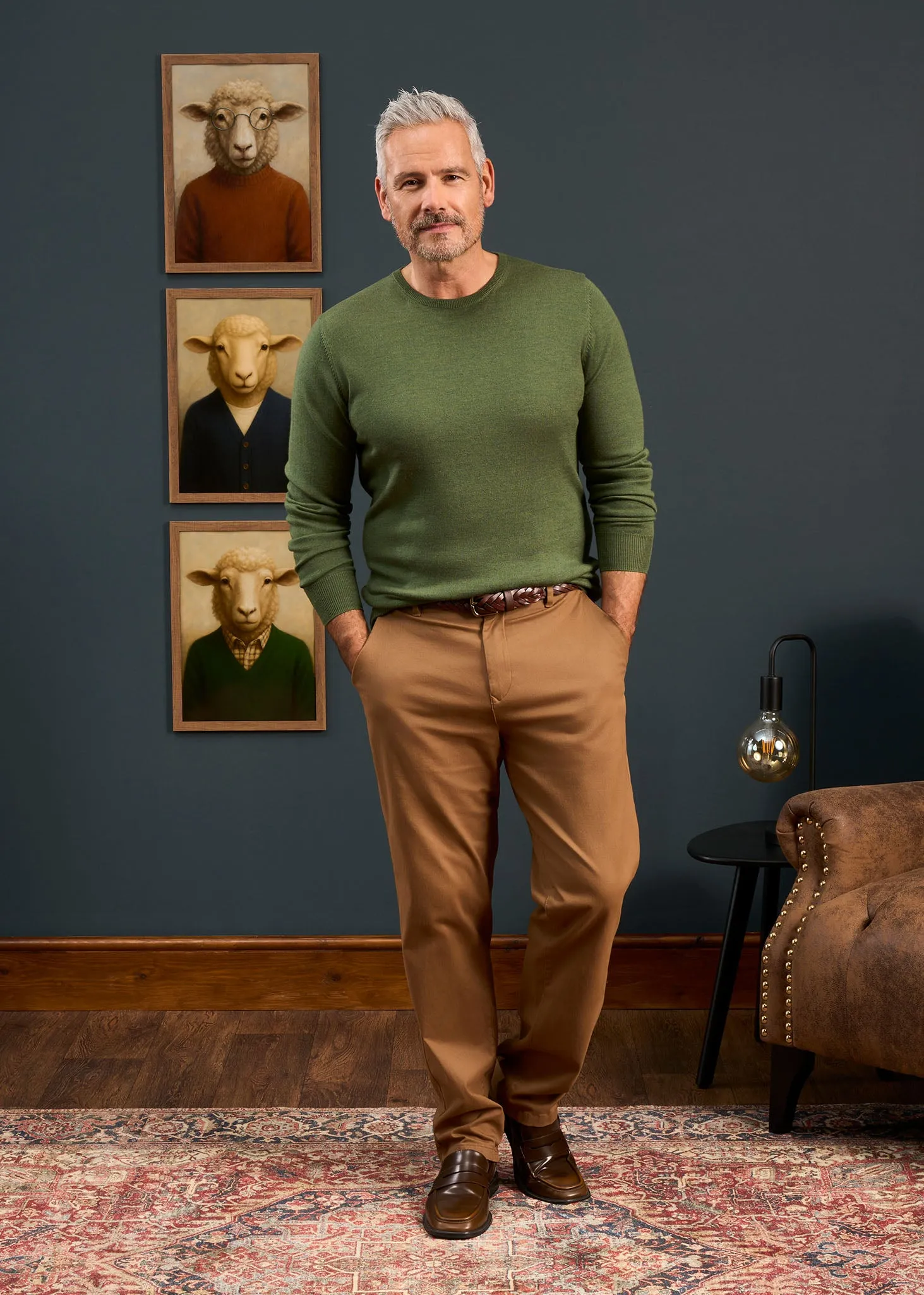 Radstone Men's Merino Wool Jumper in Forest - Regular Fit sold by Alan Paine product image thumbnail 4