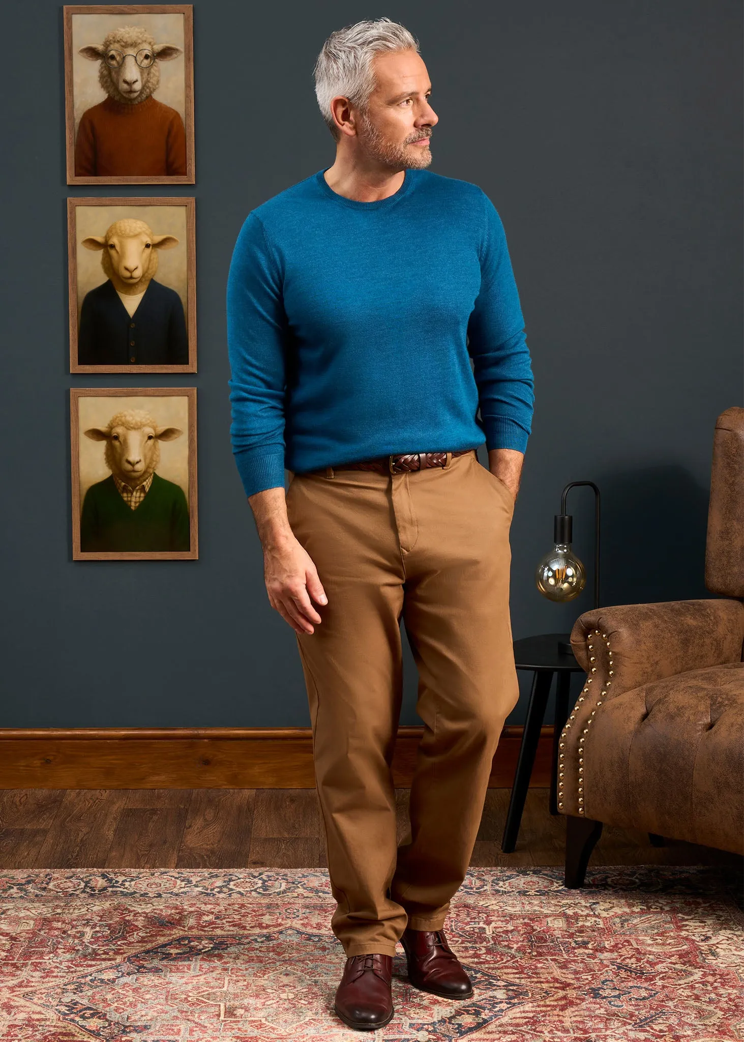 Radstone Men's Merino Wool Jumper in Bottle Blue - Regular Fit sold by Alan Paine product image thumbnail 4