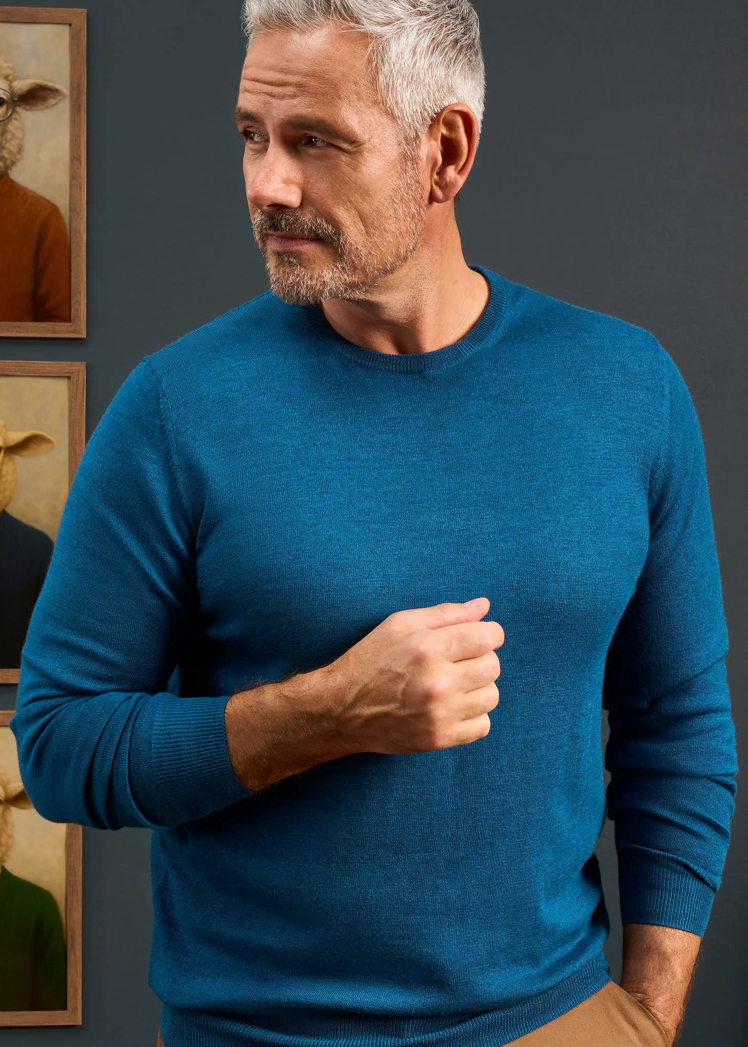 Radstone Men's Merino Wool Jumper in Bottle Blue - Regular Fit sold by Alan Paine product image thumbnail 5