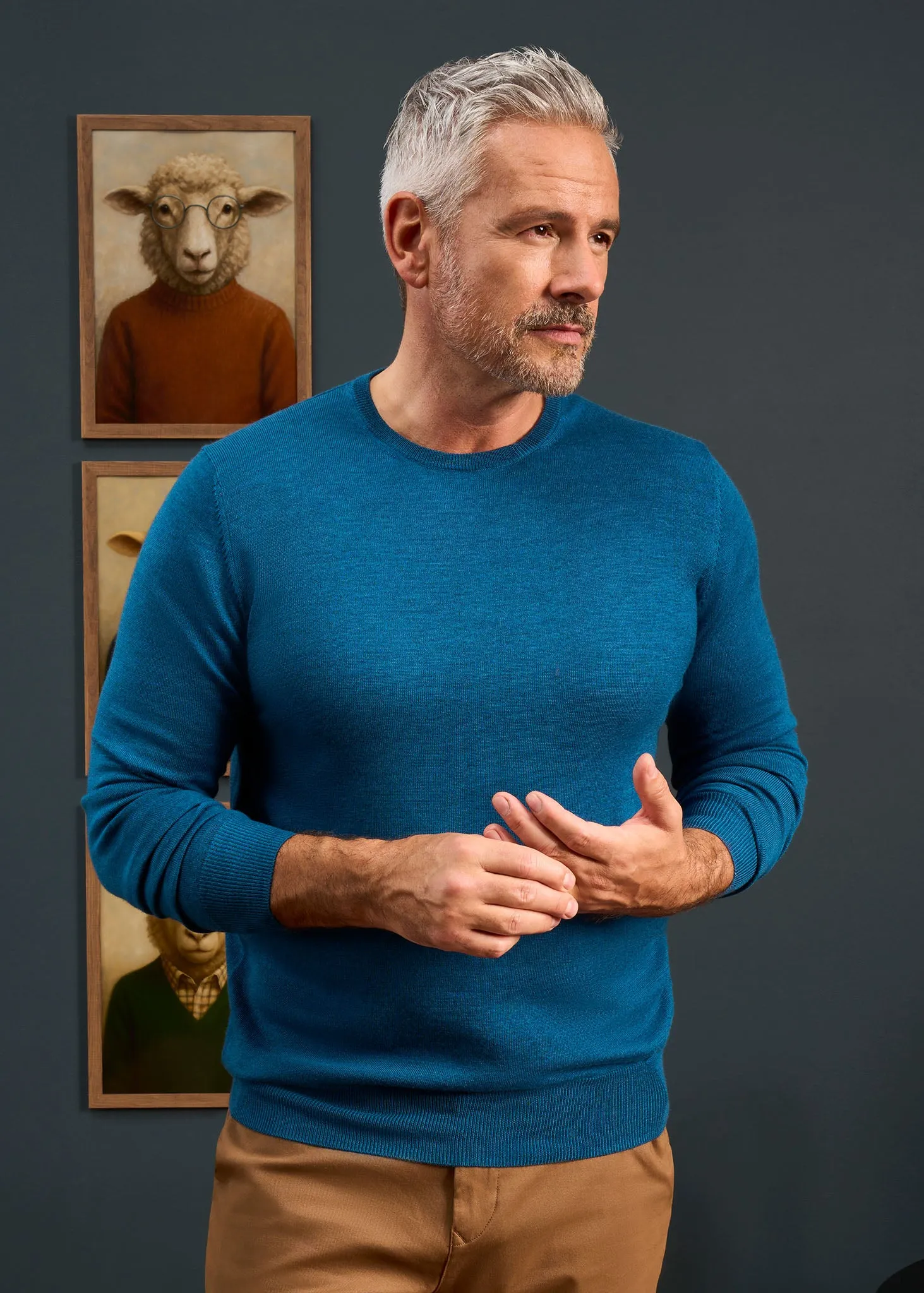 Radstone Men's Merino Wool Jumper in Bottle Blue - Regular Fit sold by Alan Paine product image thumbnail 2