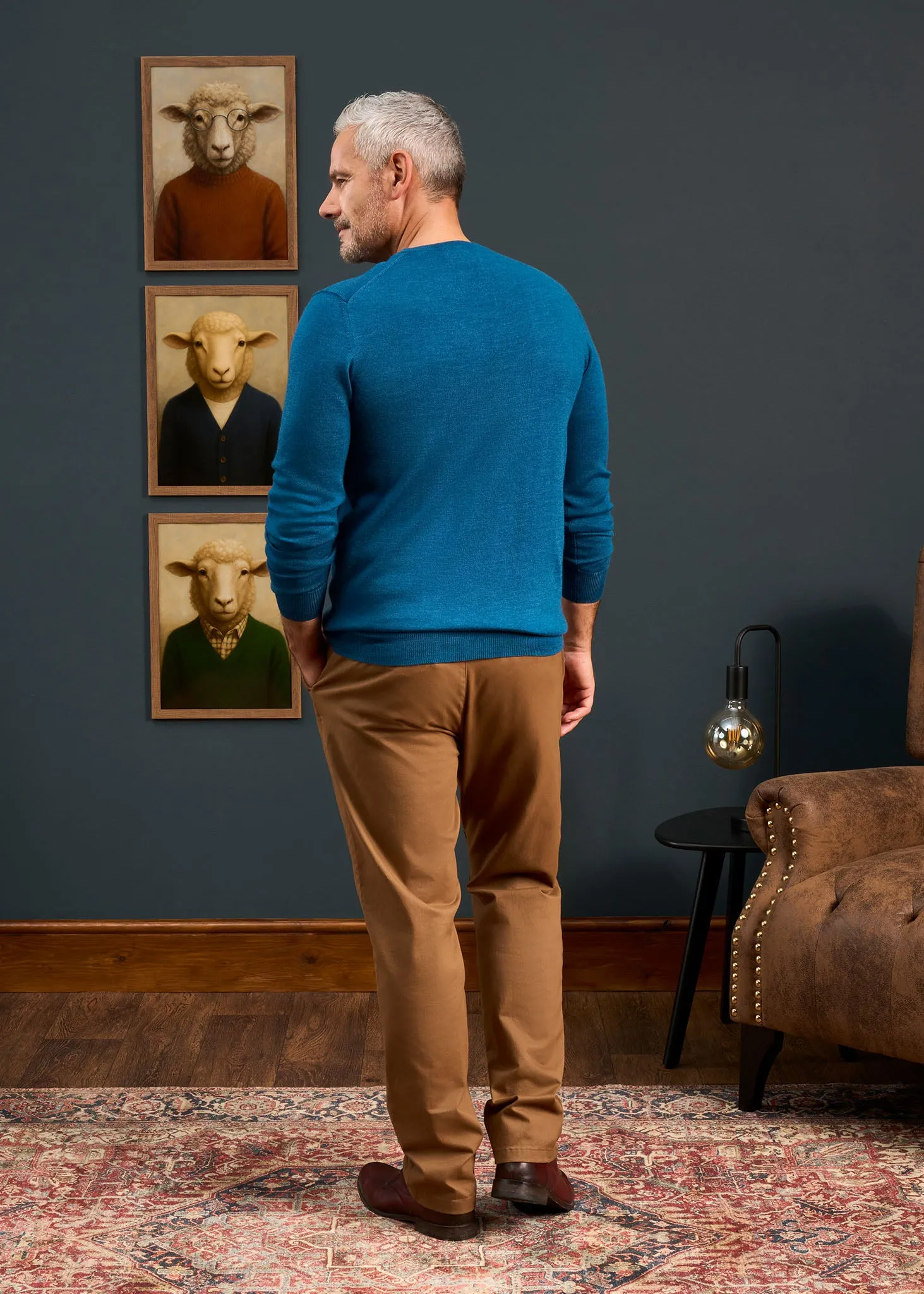 Radstone Men's Merino Wool Jumper in Bottle Blue - Regular Fit sold by Alan Paine product image thumbnail 3