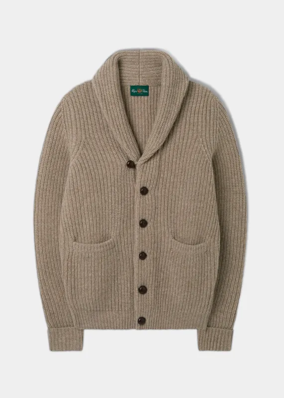 Usworth Men's Shawl Collar Lambswool Jumper In Cobble - Regular Fit sold by Alan Paine