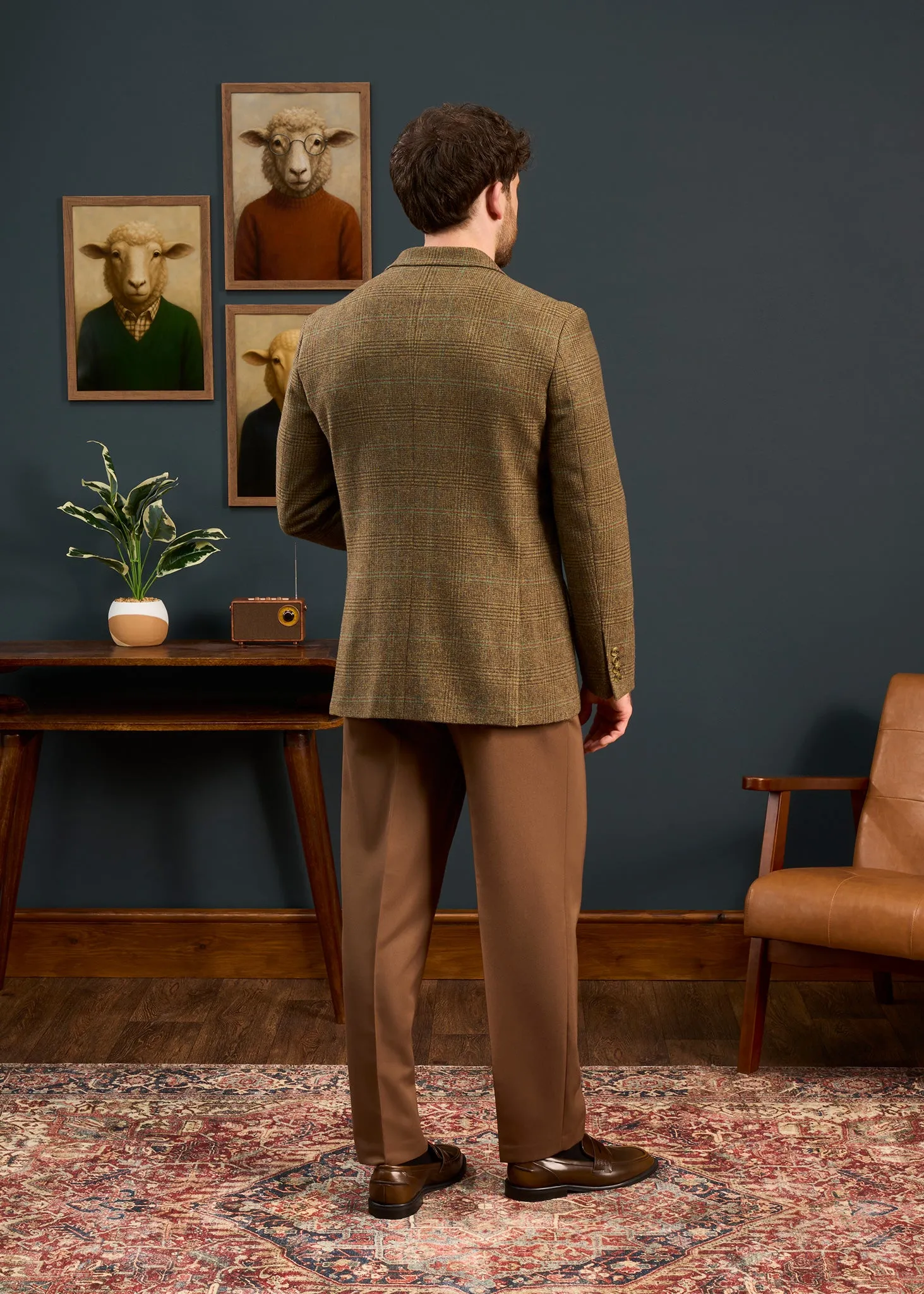 Surrey Men's Tweed Water Repellent Lined Blazer in Marsh - Regular Fit sold by Alan Paine product image thumbnail 5