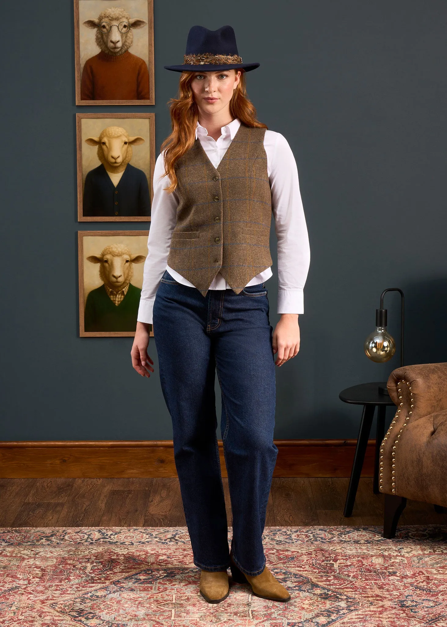 Surrey Ladies Tweed Waistcoat in Seabrook sold by Alan Paine product image thumbnail 4