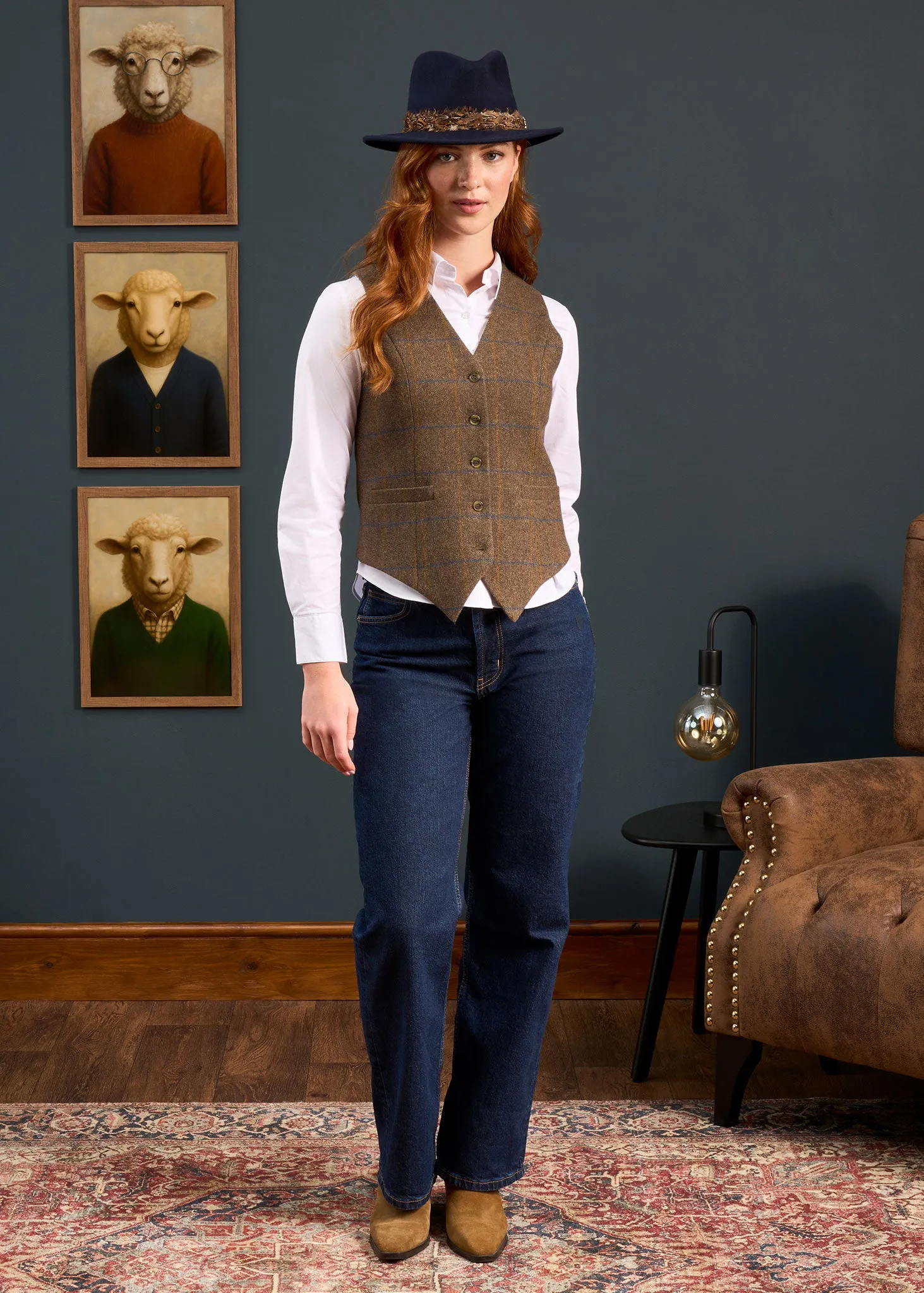Surrey Ladies Tweed Waistcoat in Seabrook sold by Alan Paine product image thumbnail 5