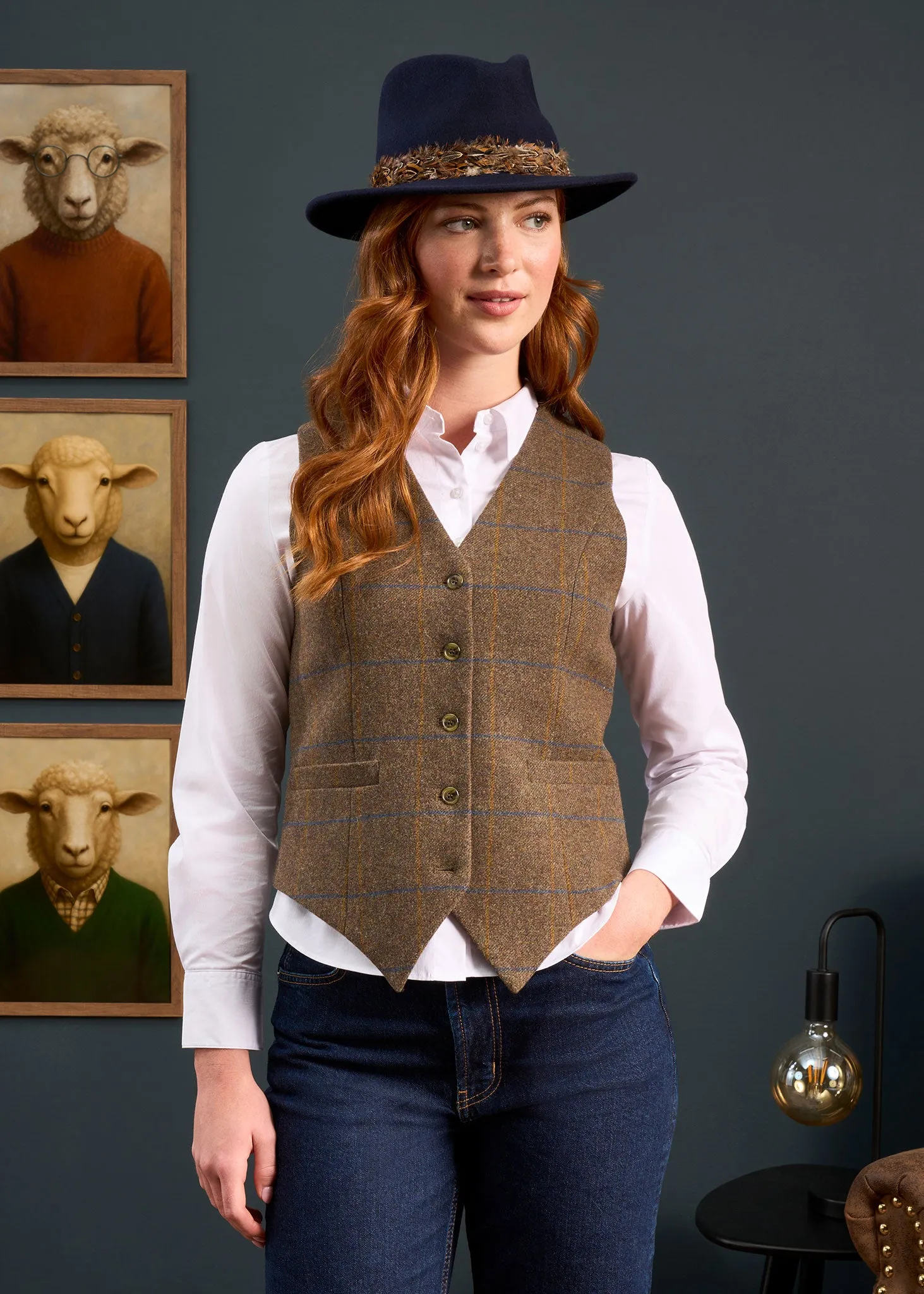 Surrey Ladies Tweed Waistcoat in Seabrook sold by Alan Paine product image thumbnail 2