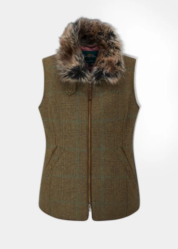 Surrey Ladies Tweed Gilet In Marsh made by Alan Paine