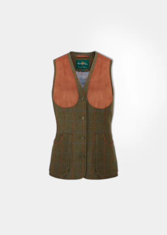 Combrook Ladies Tweed Shooting Waistcoat In Willow - Regular Fit made by Alan Paine