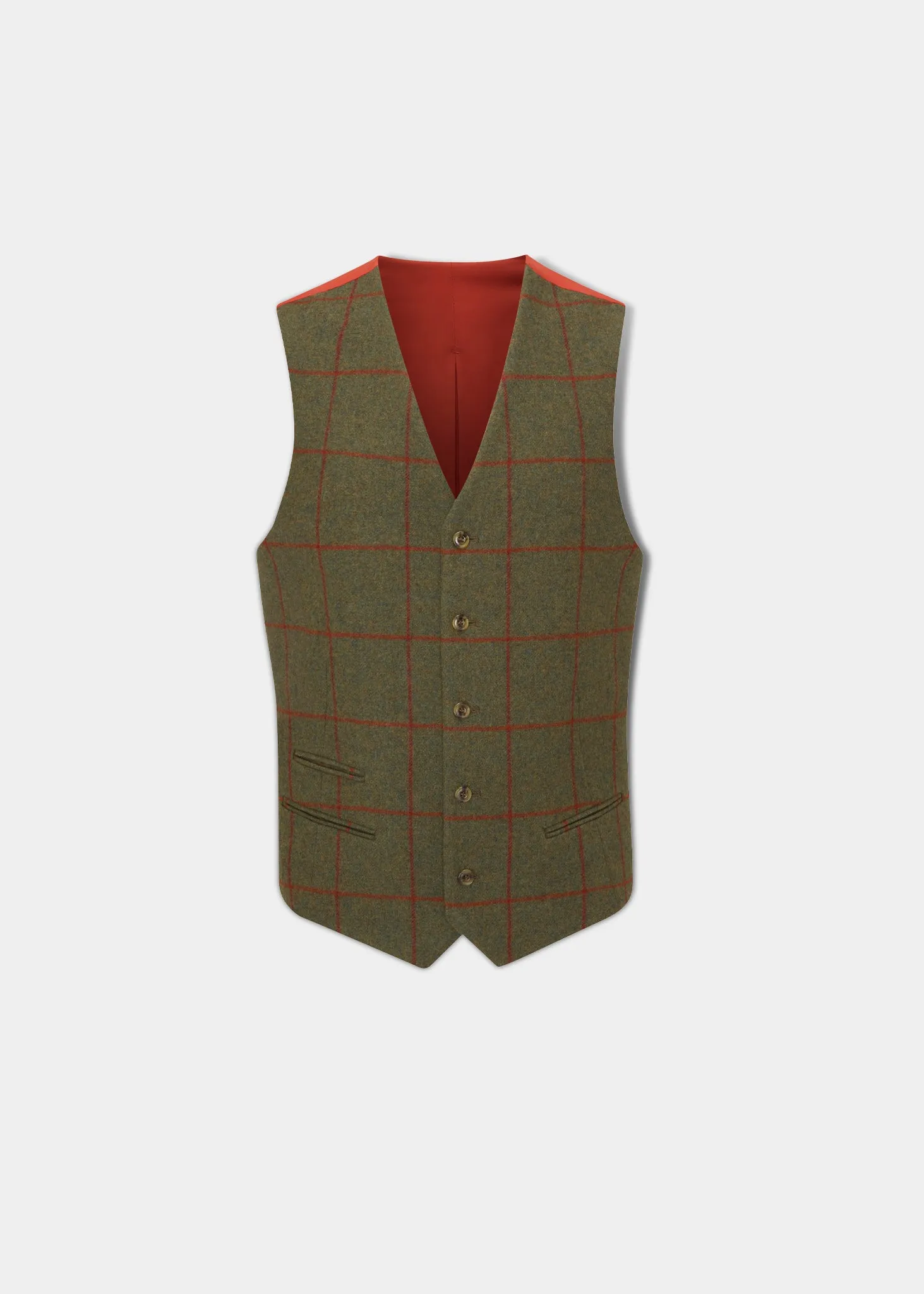 Combrook Men's Tweed Water Repellent Lined-Back Waistcoat in Reed - Regular Fit sold by Alan Paine