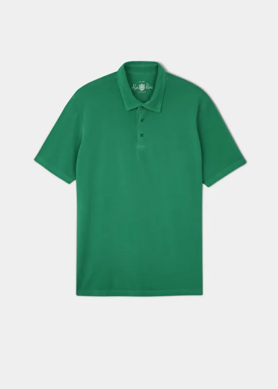 Tutbury Faded Dye Polo Shirt In Pine - Without Emblem sold by Alan Paine