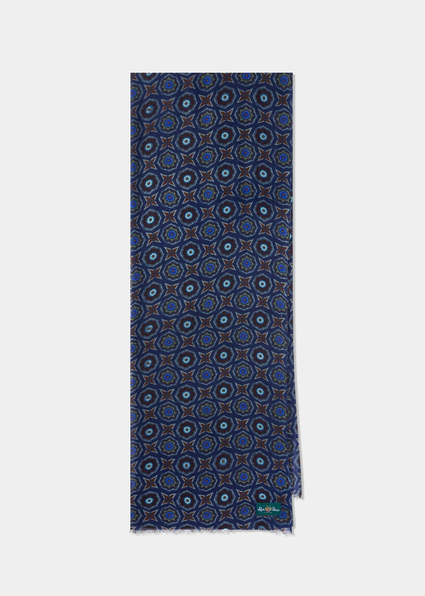Rockfield Flower and Star Scarf In Indigo sold by Alan Paine