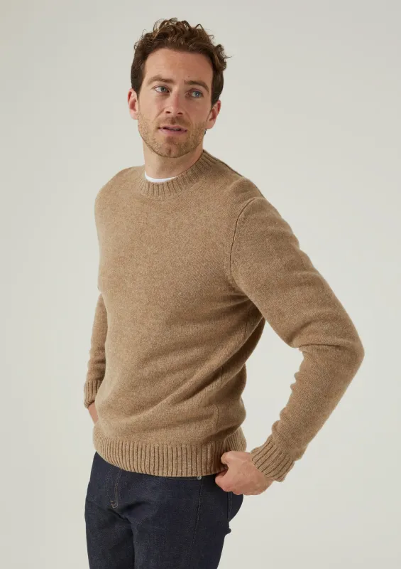Kinnadie Supersoft Shetland Jumper In Pale Oak - Regular Fit sold by Alan Paine