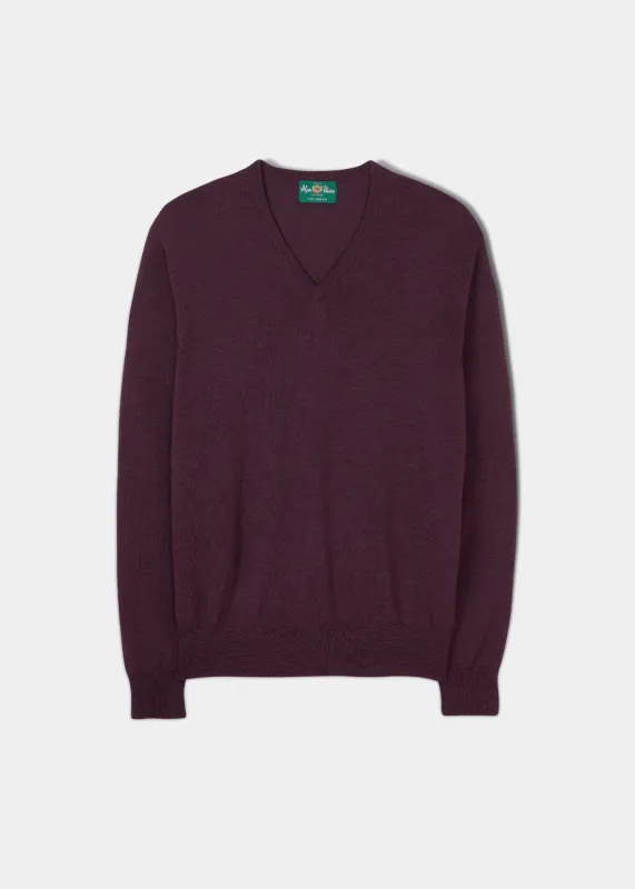 Millbreck Merino Wool Jumper in Black Grape - Regular Fit sold by Alan Paine