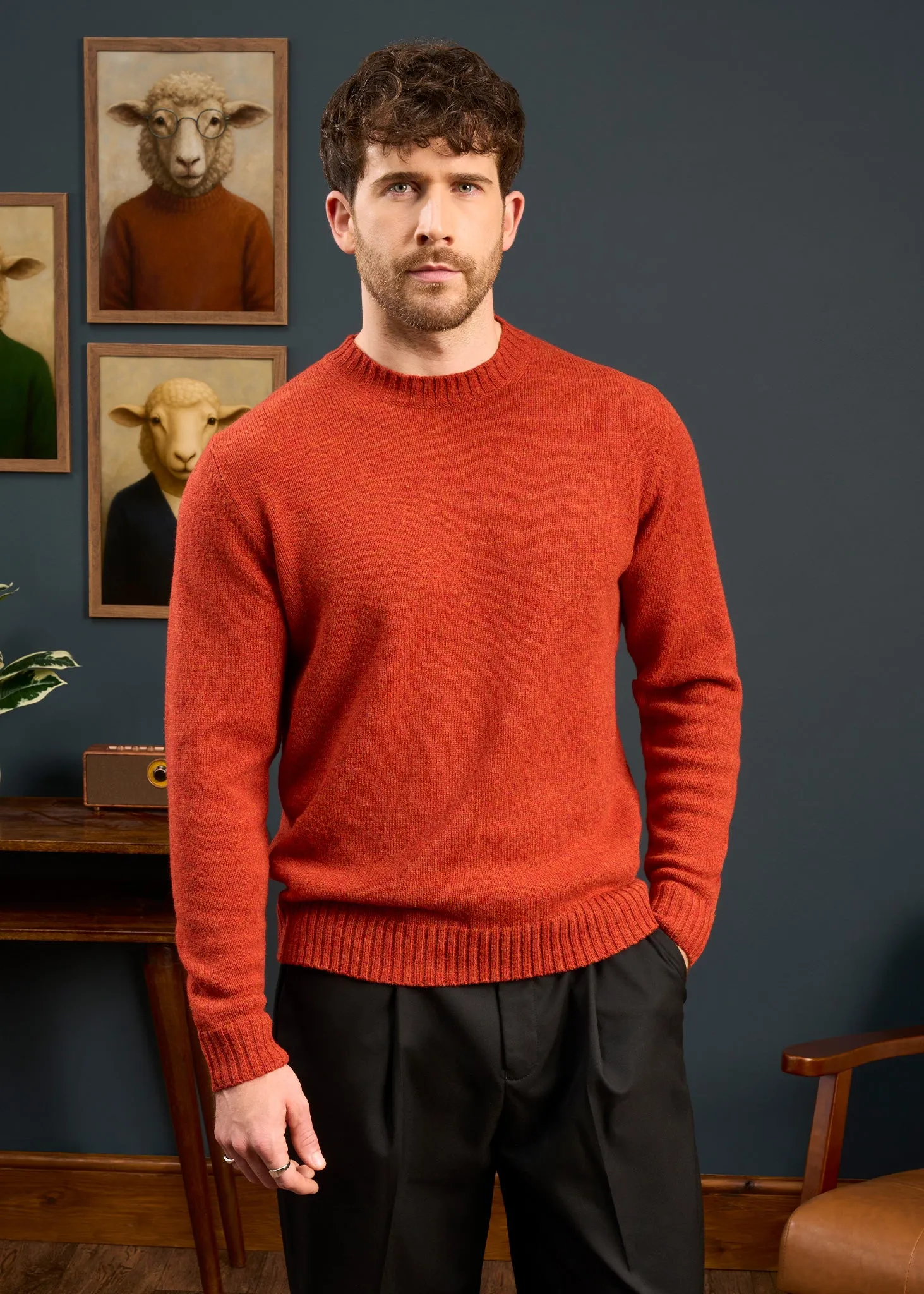 Kinnadie Supersoft Shetland Jumper In Saffron - Regular Fit sold by Alan Paine product image thumbnail 3
