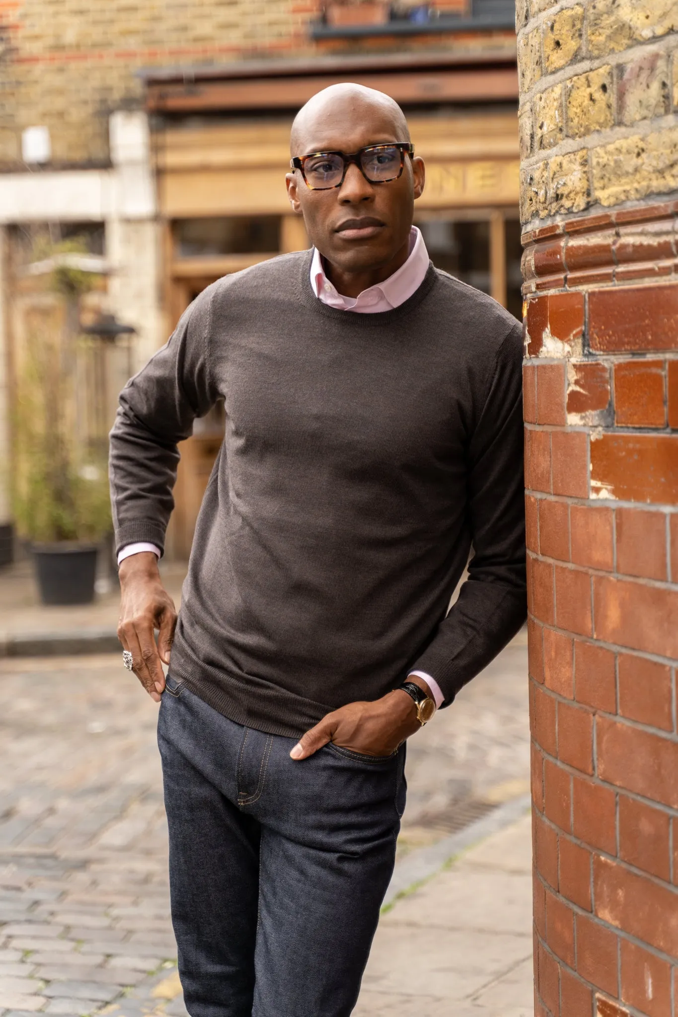 Radstone Men's Merino Wool Jumper in Dark Brown - Regular Fit sold by Alan Paine product image thumbnail 2