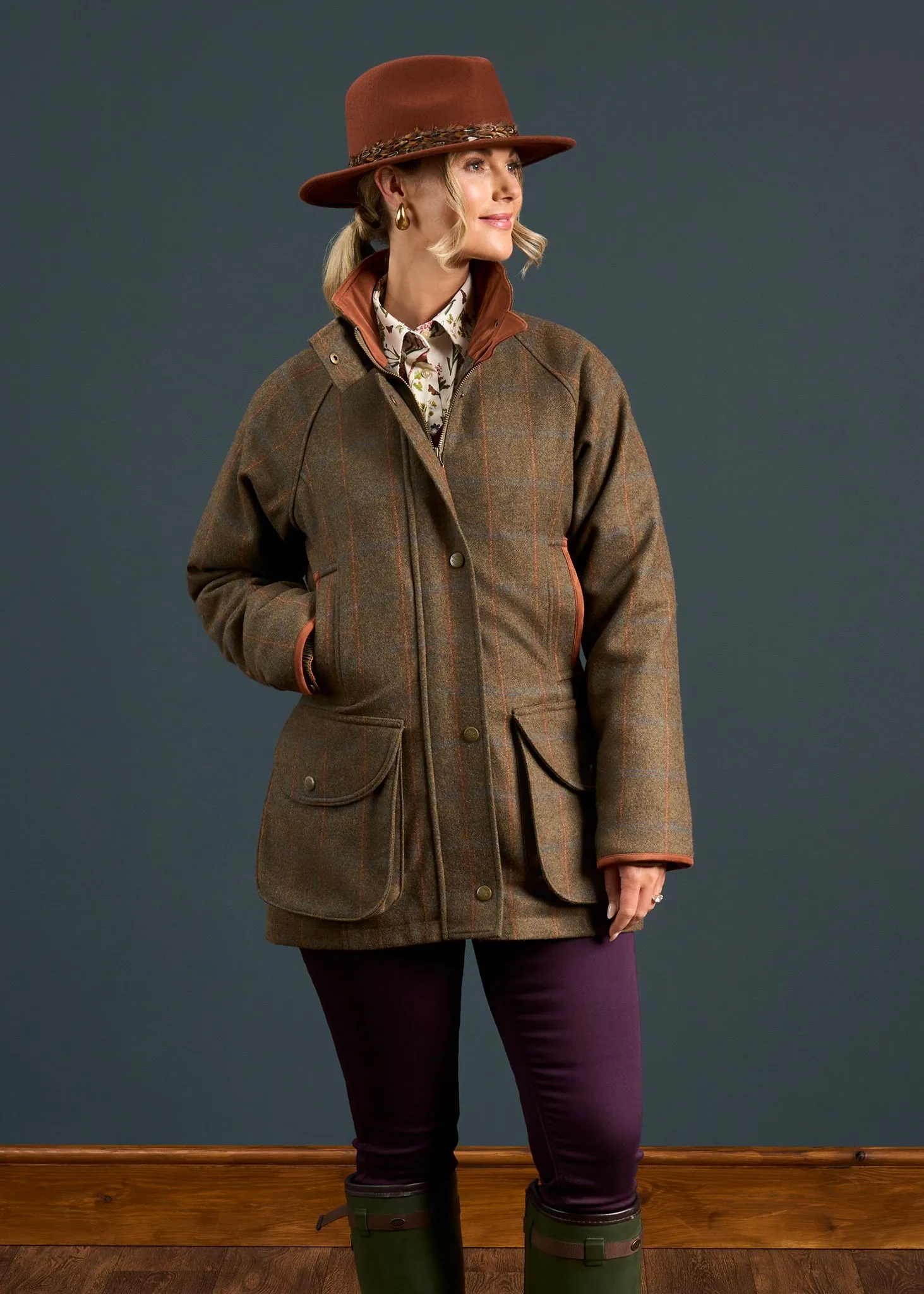 Combrook Ladies Tweed Shooting Coat In Willow - Shooting Fit sold by Alan Paine product image thumbnail 2
