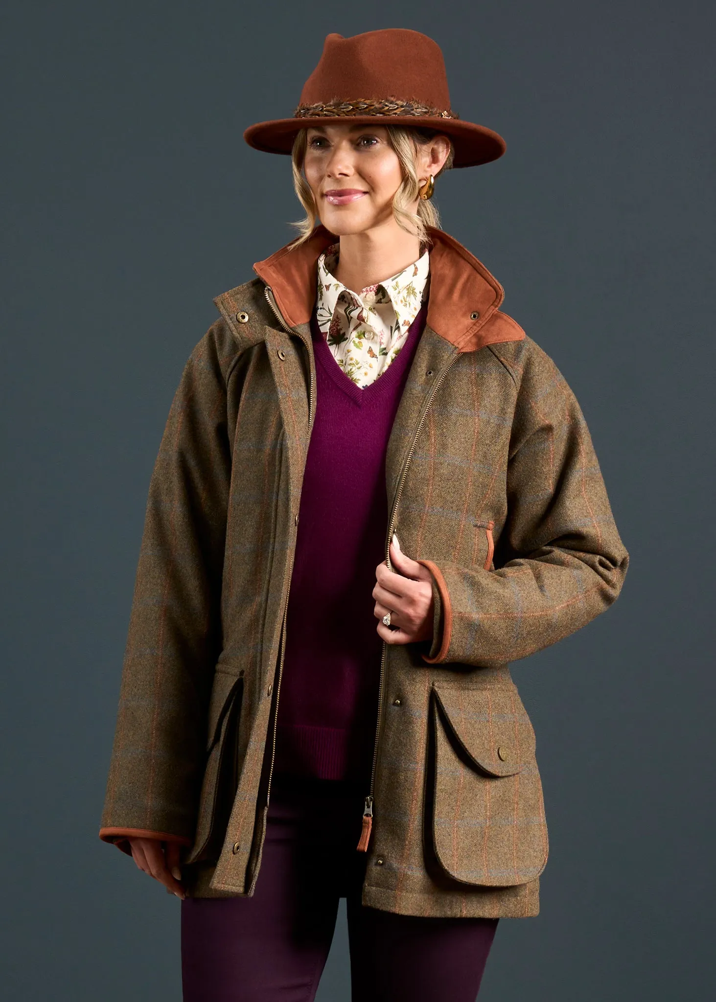 Combrook Ladies Tweed Shooting Coat In Willow - Shooting Fit sold by Alan Paine product image thumbnail 3