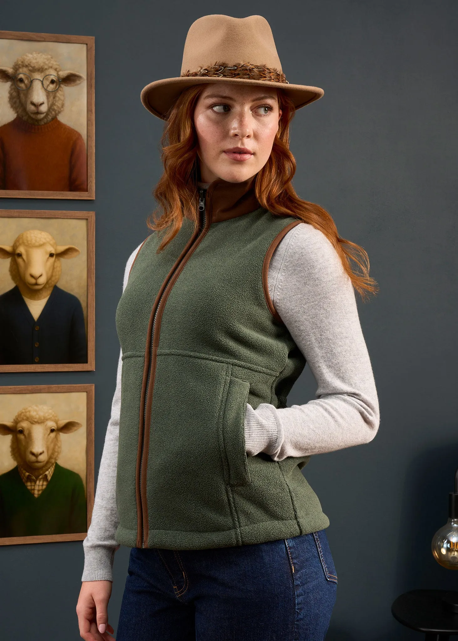 Aylsham Ladies Fleece Gilet In Cedar Green - Regular Fit sold by Alan Paine product image thumbnail 2
