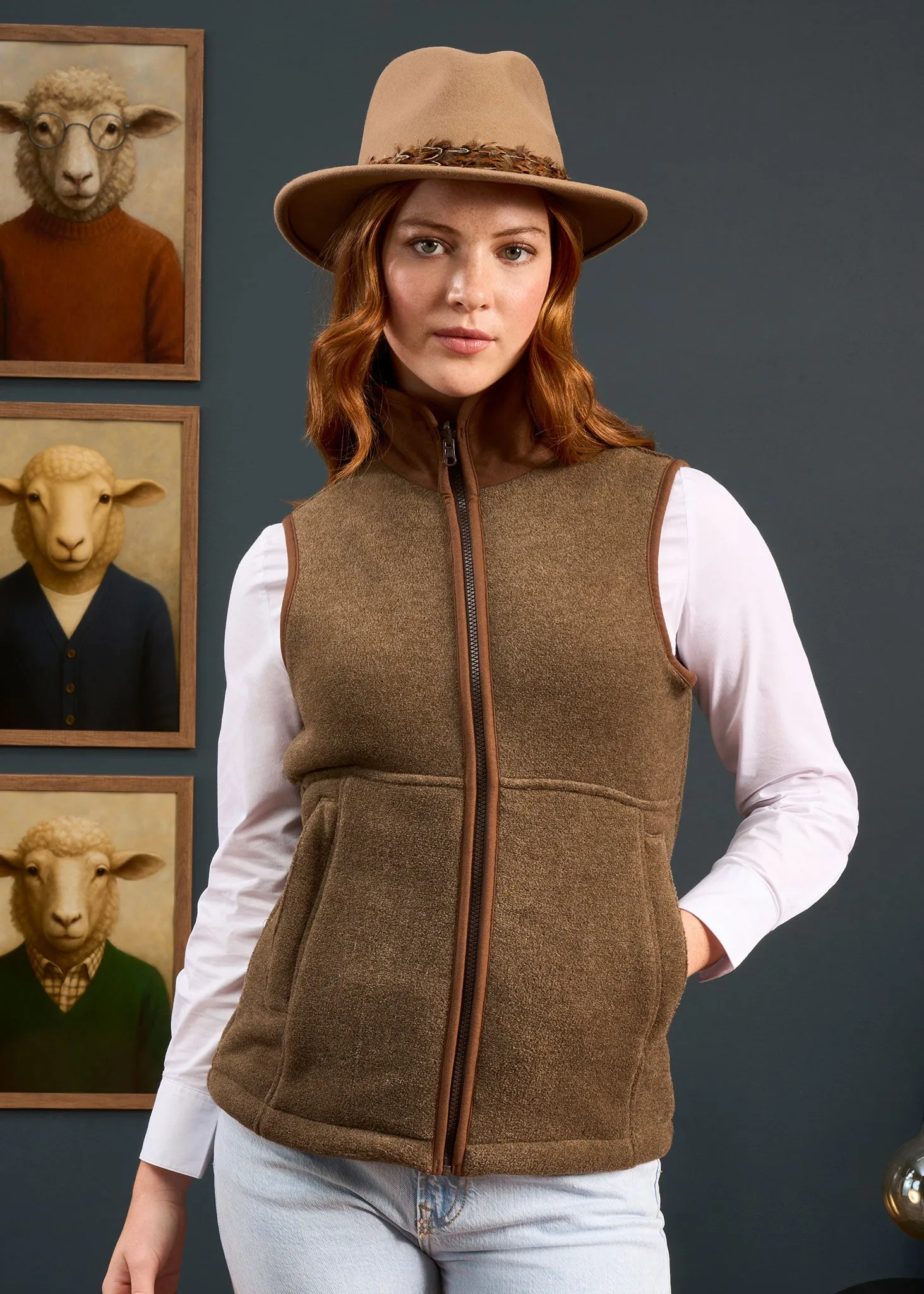 Aylsham Ladies Fleece Gilet In Pecan - Regular Fit sold by Alan Paine product image thumbnail 2