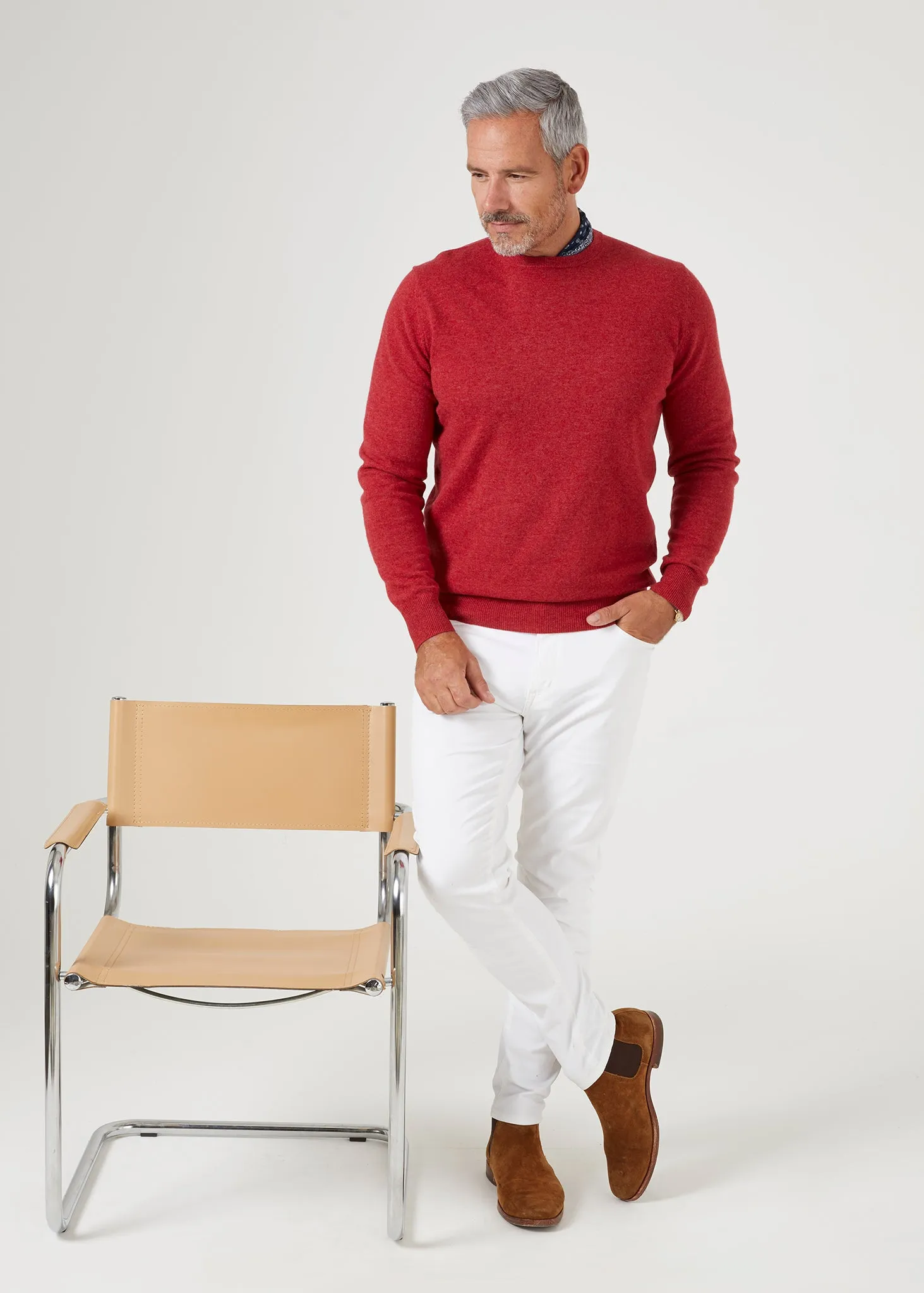 Brisbane Geelong Wool Jumper in Poppy Melange - Regular Fit sold by Alan Paine product image thumbnail 3