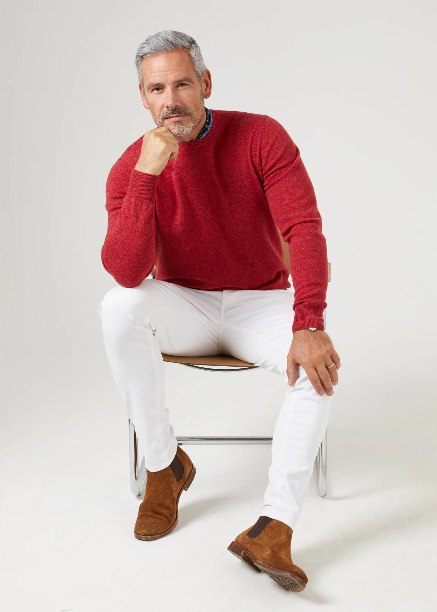 Brisbane Geelong Wool Jumper in Poppy Melange - Regular Fit sold by Alan Paine product image thumbnail 2