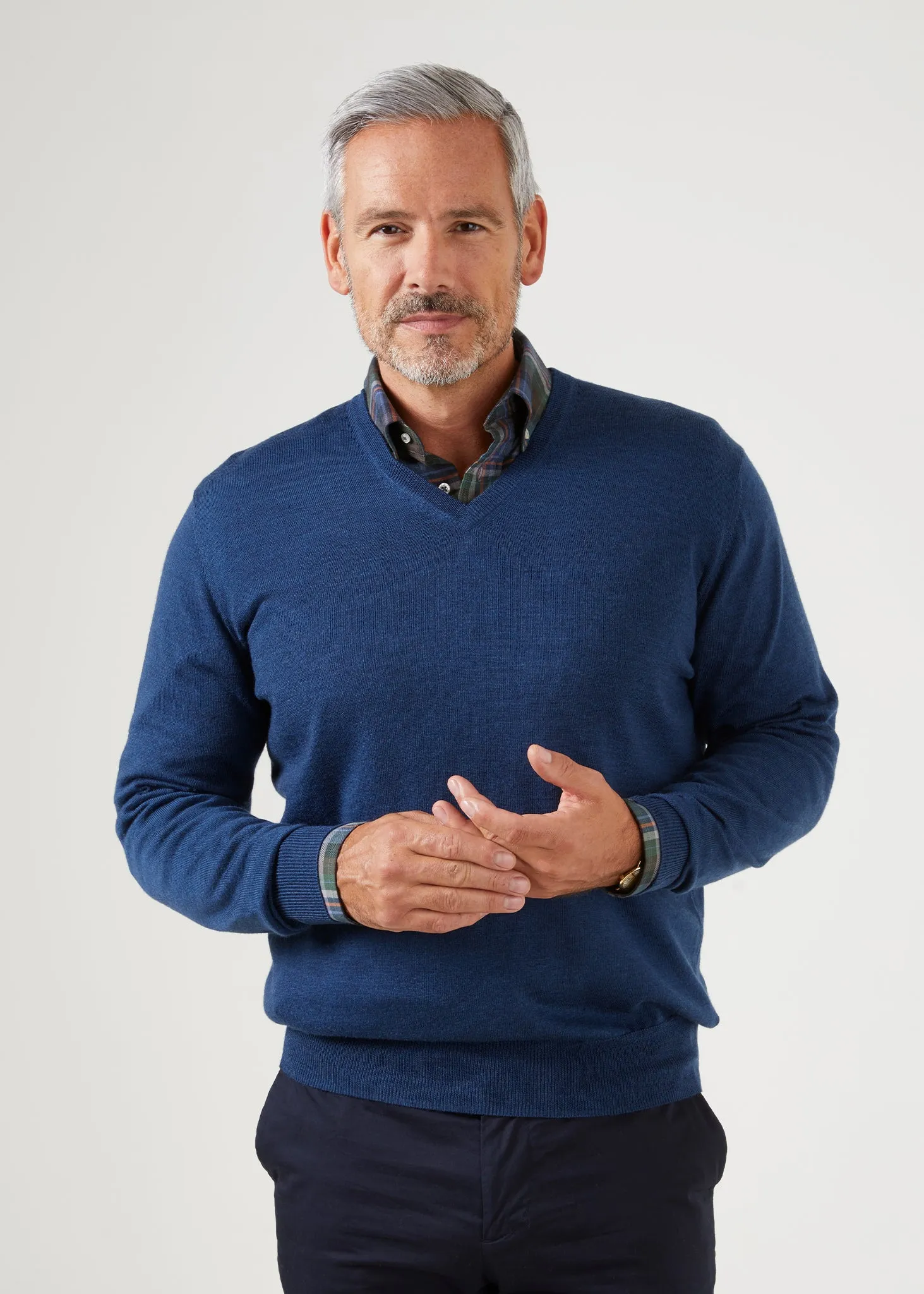Millbreck Men's Merino Wool Jumper in Indigo - Regular Fit sold by Alan Paine product image thumbnail 4
