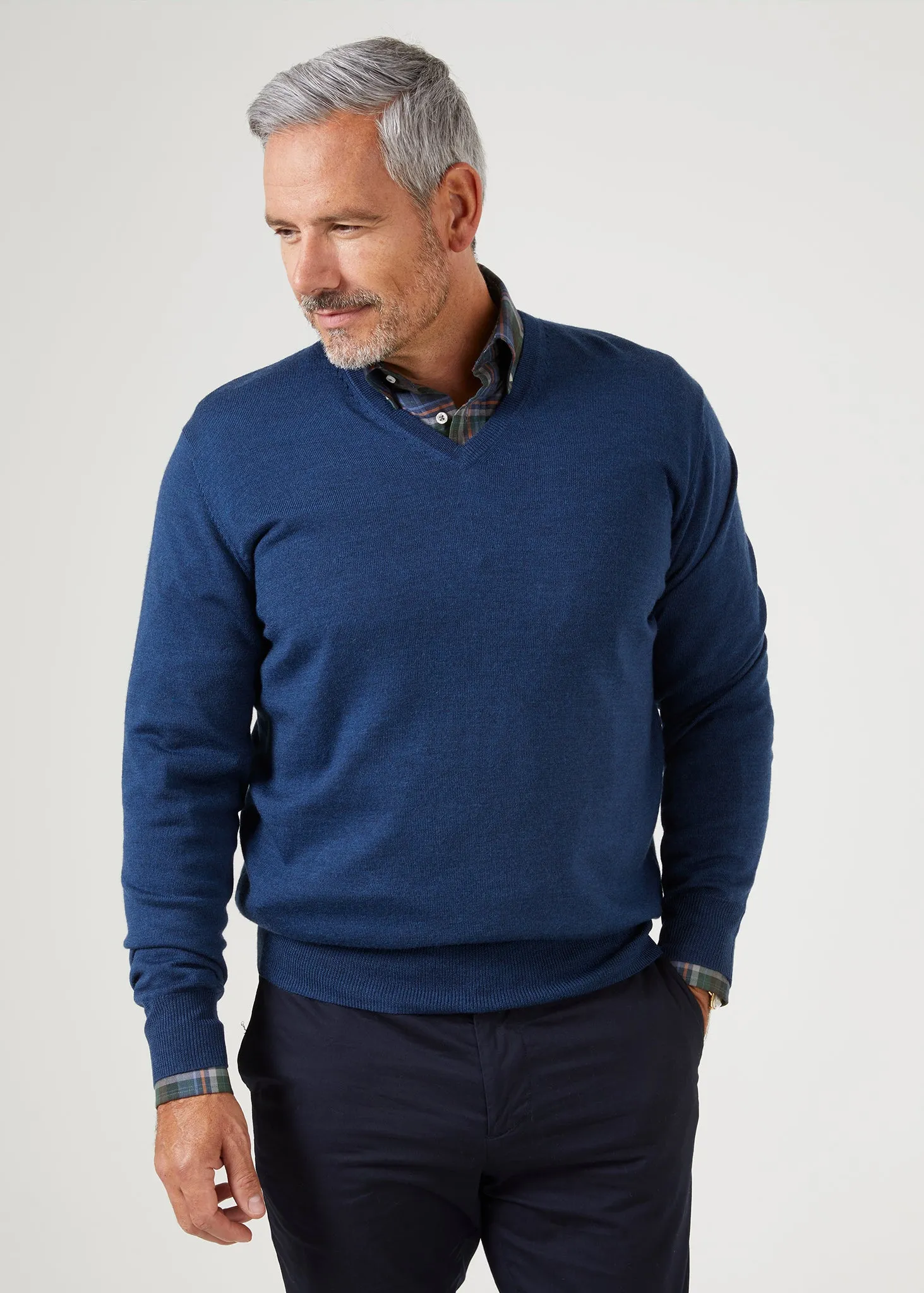 Millbreck Men's Merino Wool Jumper in Indigo - Regular Fit sold by Alan Paine product image thumbnail 2