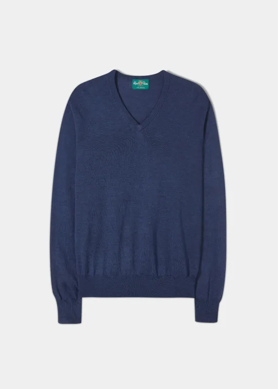 Millbreck Men's Merino Wool Jumper in Indigo - Regular Fit sold by Alan Paine