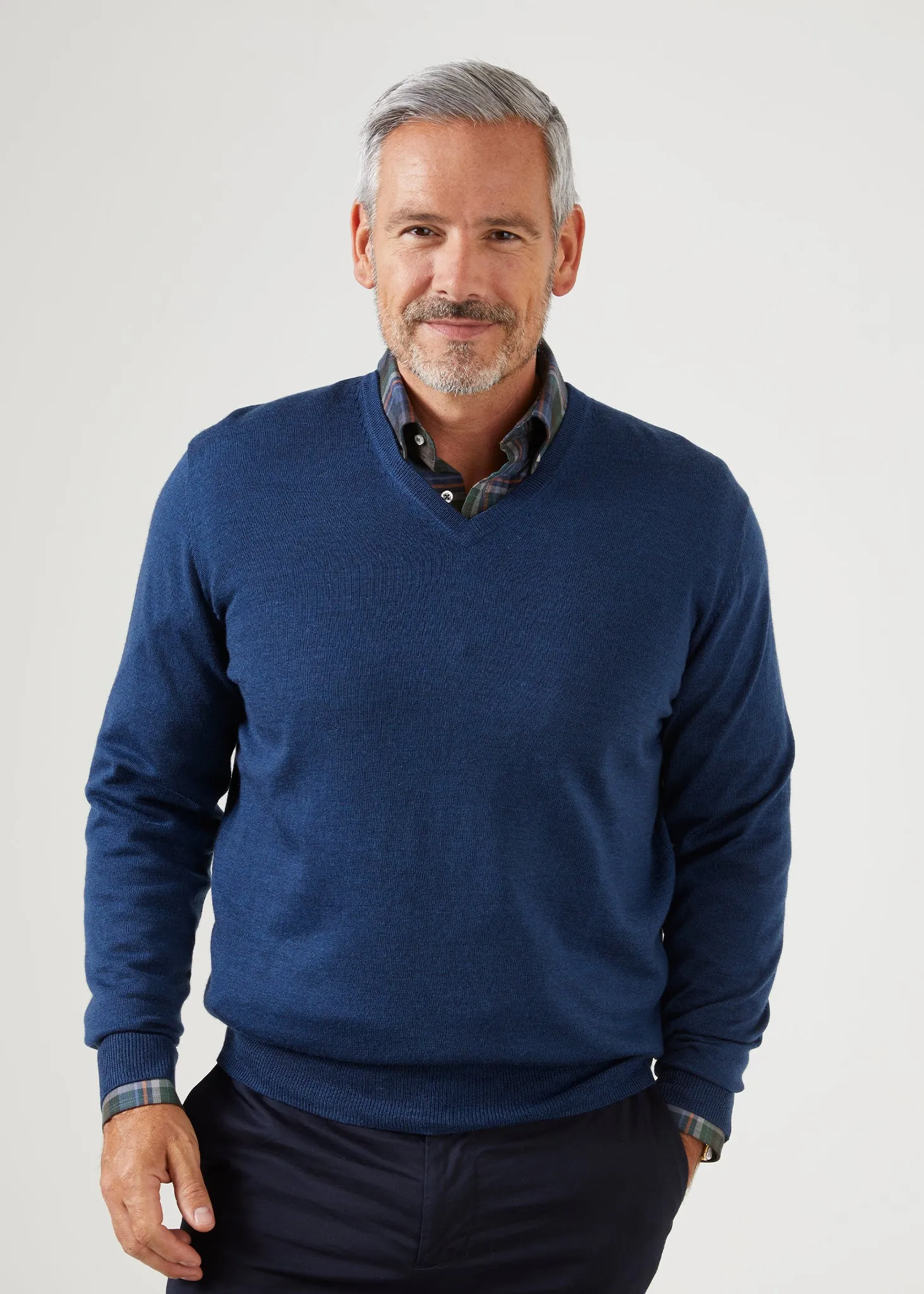 Millbreck Men's Merino Wool Jumper in Indigo - Regular Fit sold by Alan Paine product image thumbnail 3