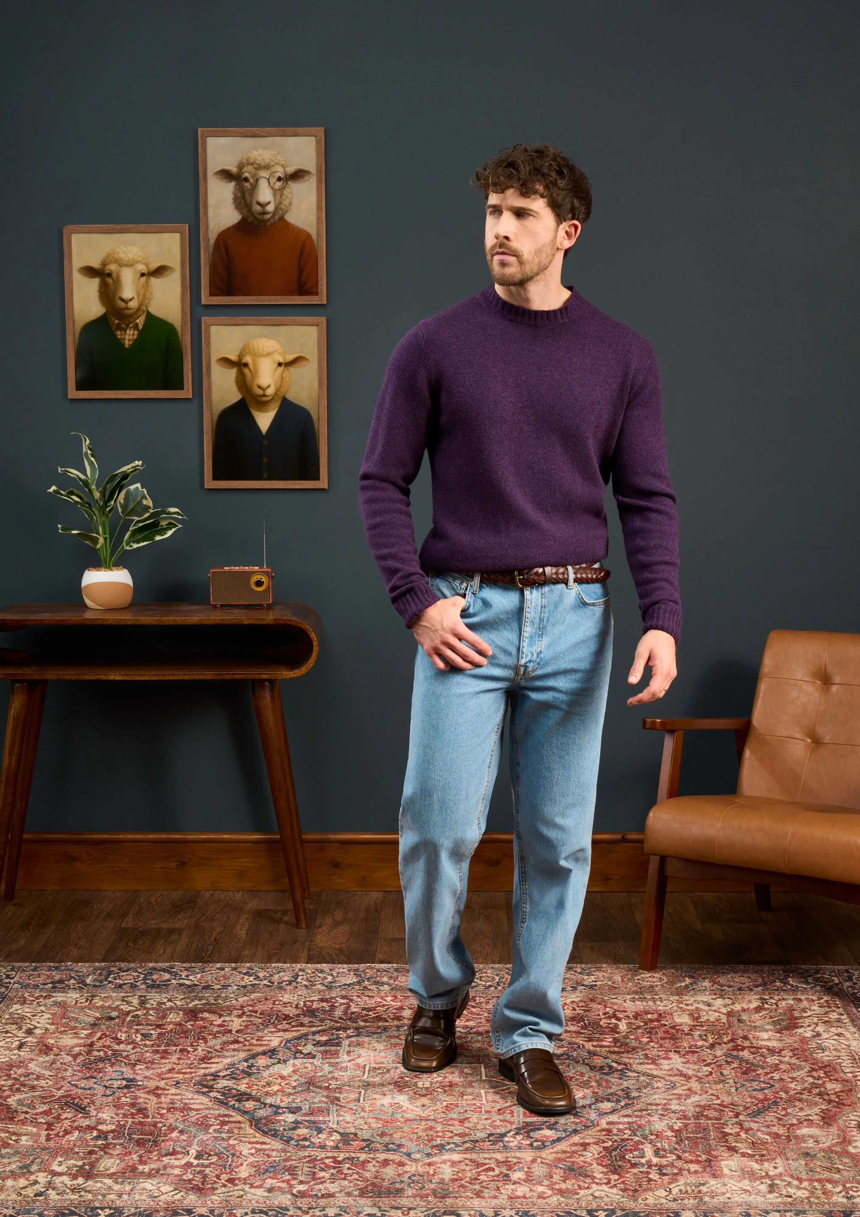 Kinnadie Supersoft Shetland Crushed Velvet Jumper - Regular Fit. sold by Alan Paine product image thumbnail 2