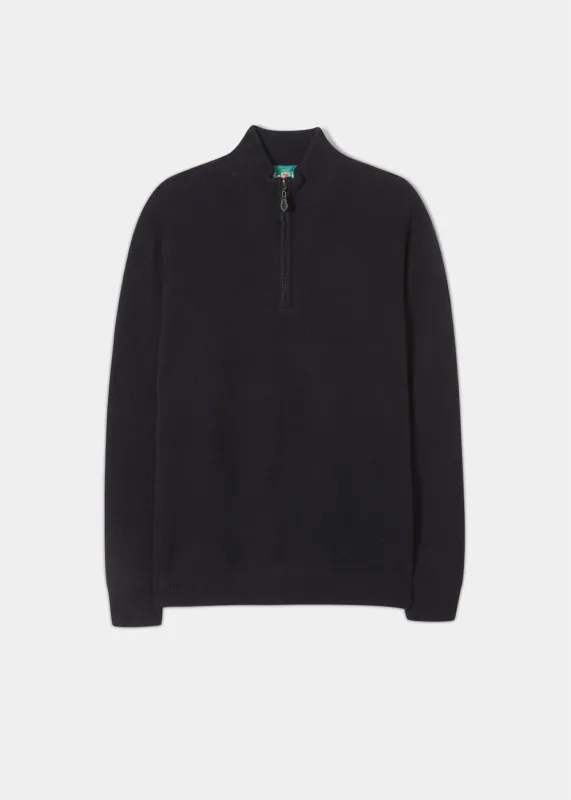 Sutherland Lambswool 1/4 Zip Jumper in Navy - Regular Fit sold by Alan Paine