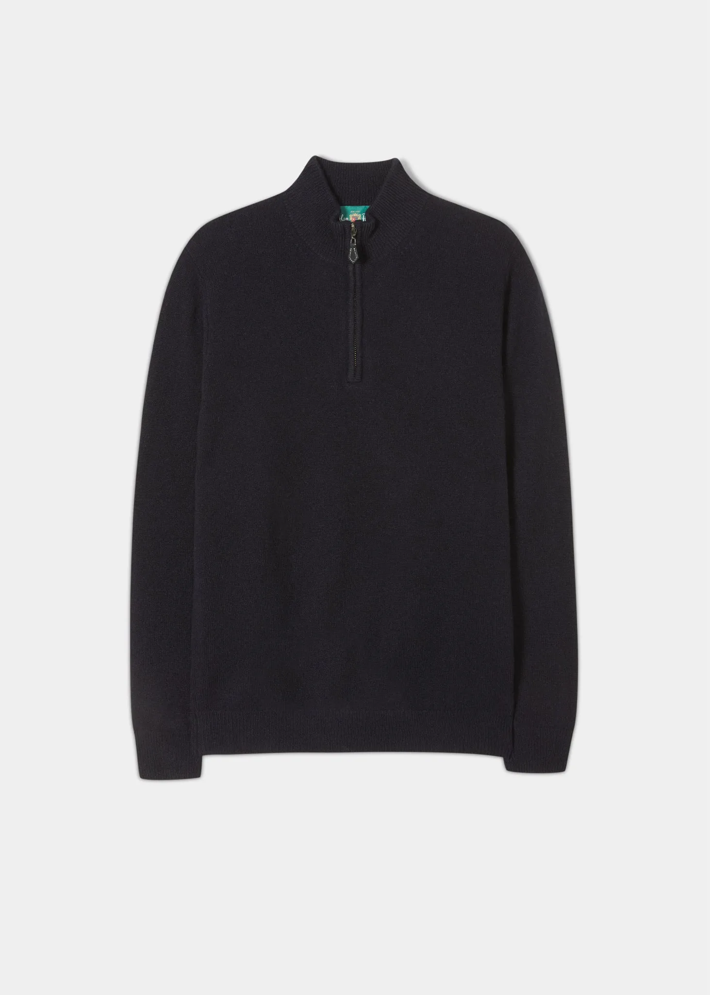 Sutherland Lambswool 1/4 Zip Jumper in Navy - Regular Fit sold by Alan Paine