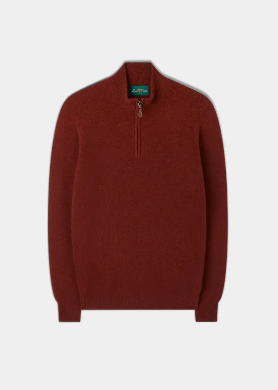 Sutherland Lambswool 1/4 Zip Jumper in Sienna - Regular Fit sold by Alan Paine