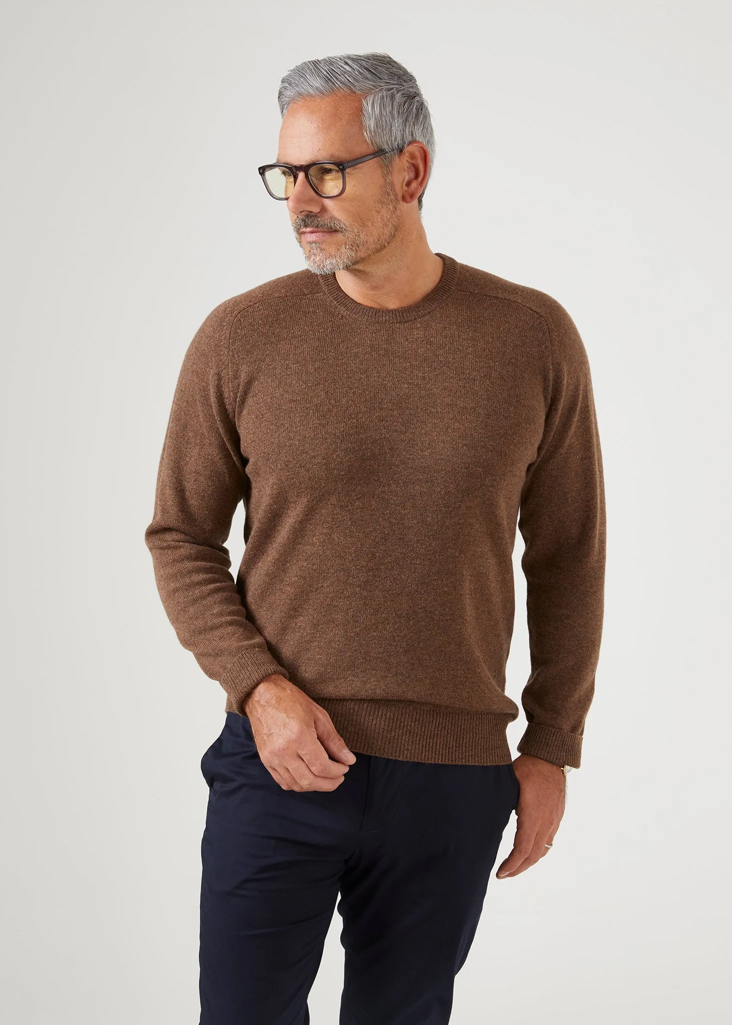 Dorset Men's Lambswool Jumper in Tobacco - Classic Fit sold by Alan Paine product image thumbnail 2