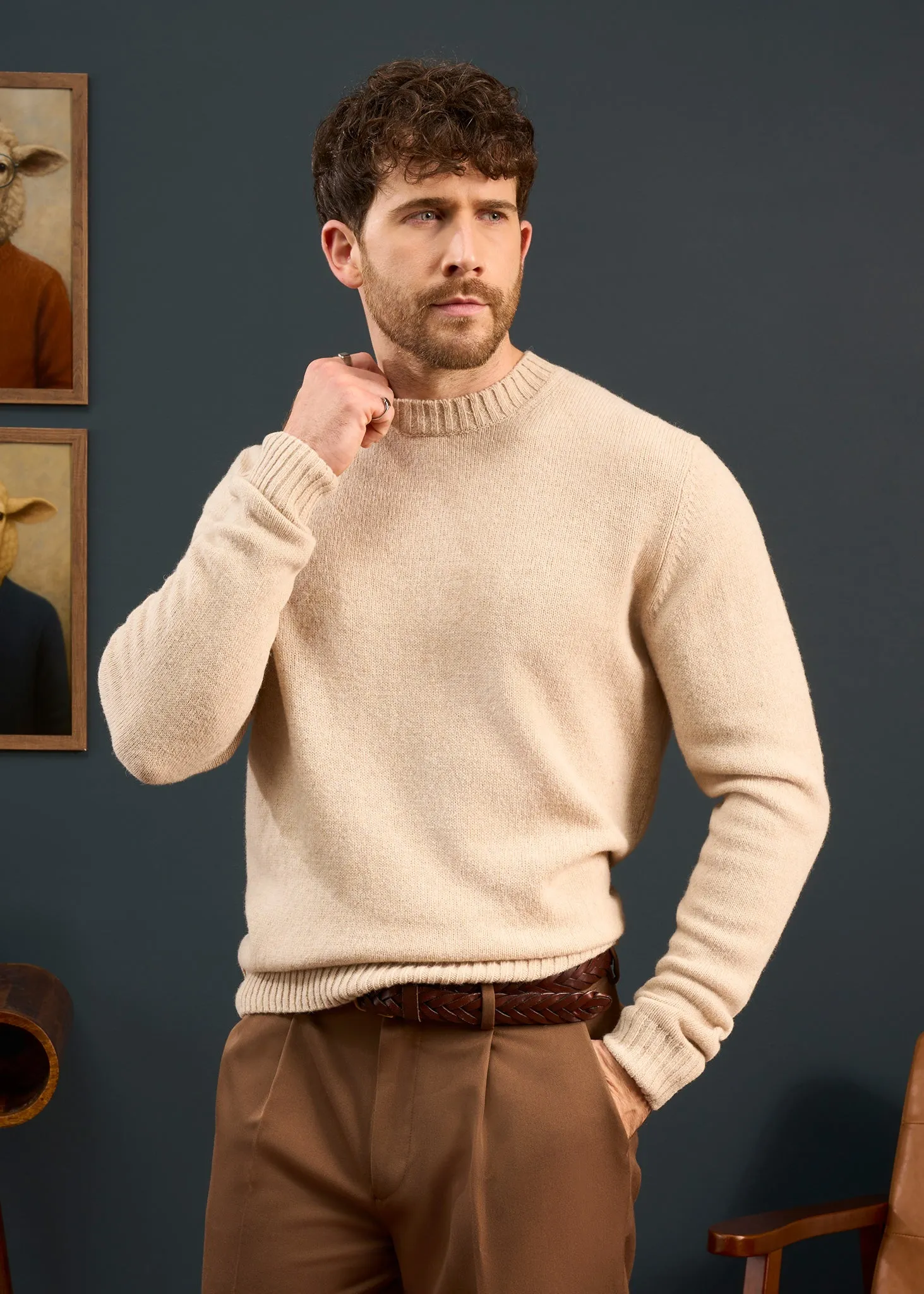 Kinnadie Supersoft Shetland Almond Jumper - Regular Fit sold by Alan Paine product image thumbnail 3