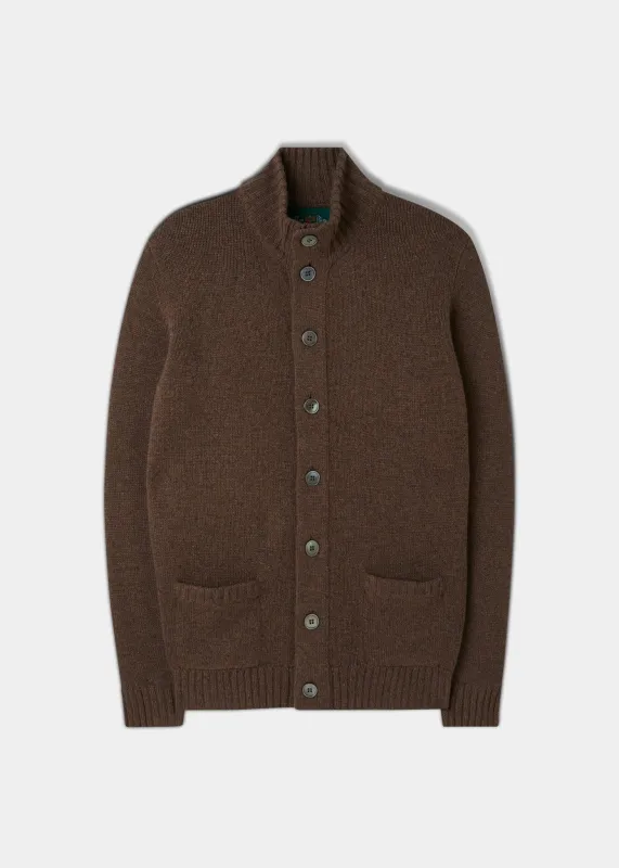 Landford Men's Lambswool Buttoned Jumper In Tobacco - Regular Fit sold by Alan Paine