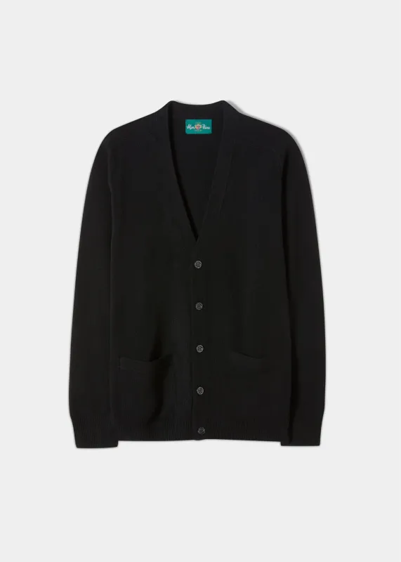 Cornwall Lambswool Cardigan in Black - Classic Fit sold by Alan Paine