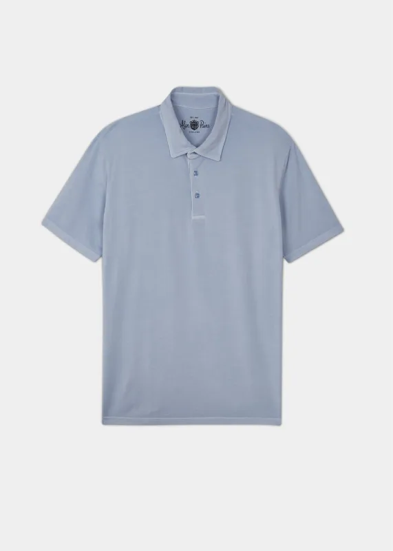 Tutbury Faded Dye Polo Shirt In Light Blue - Without Emblem sold by Alan Paine