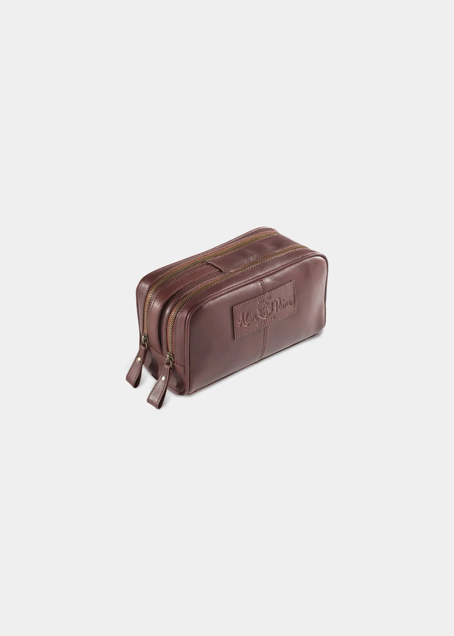Mens Leather Wash Bag In Oak sold by Alan Paine