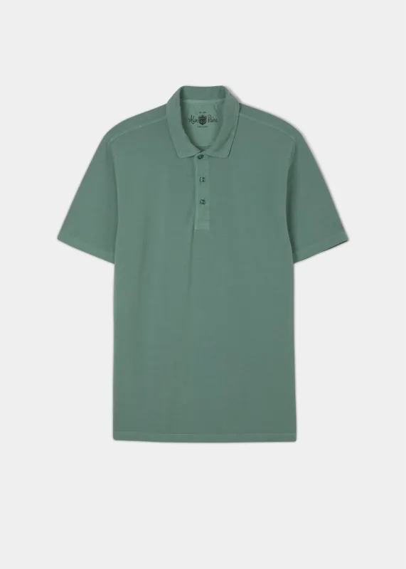 Weymouth Washed Effect Polo Shirt In Pine made by Alan Paine