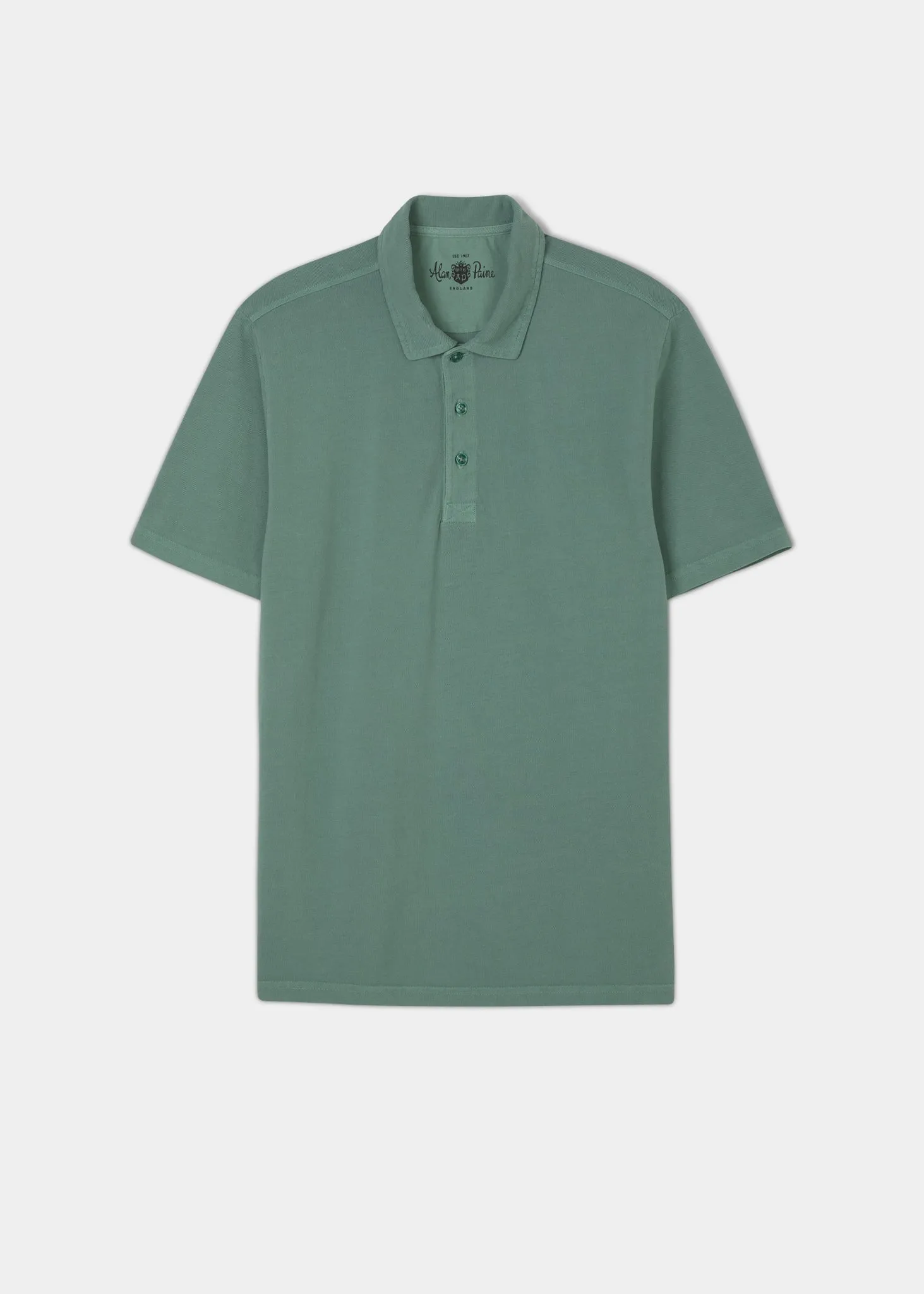 Weymouth Washed Effect Polo Shirt In Pine sold by Alan Paine