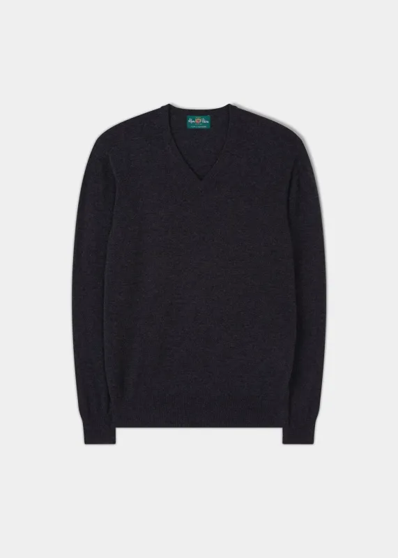 Haddington Cashmere Jumper in Charcoal - Regular Fit sold by Alan Paine