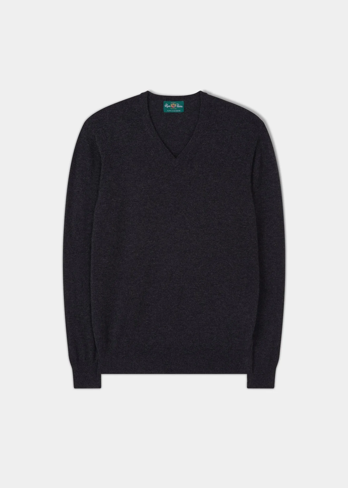 Haddington Cashmere Jumper in Charcoal - Regular Fit sold by Alan Paine
