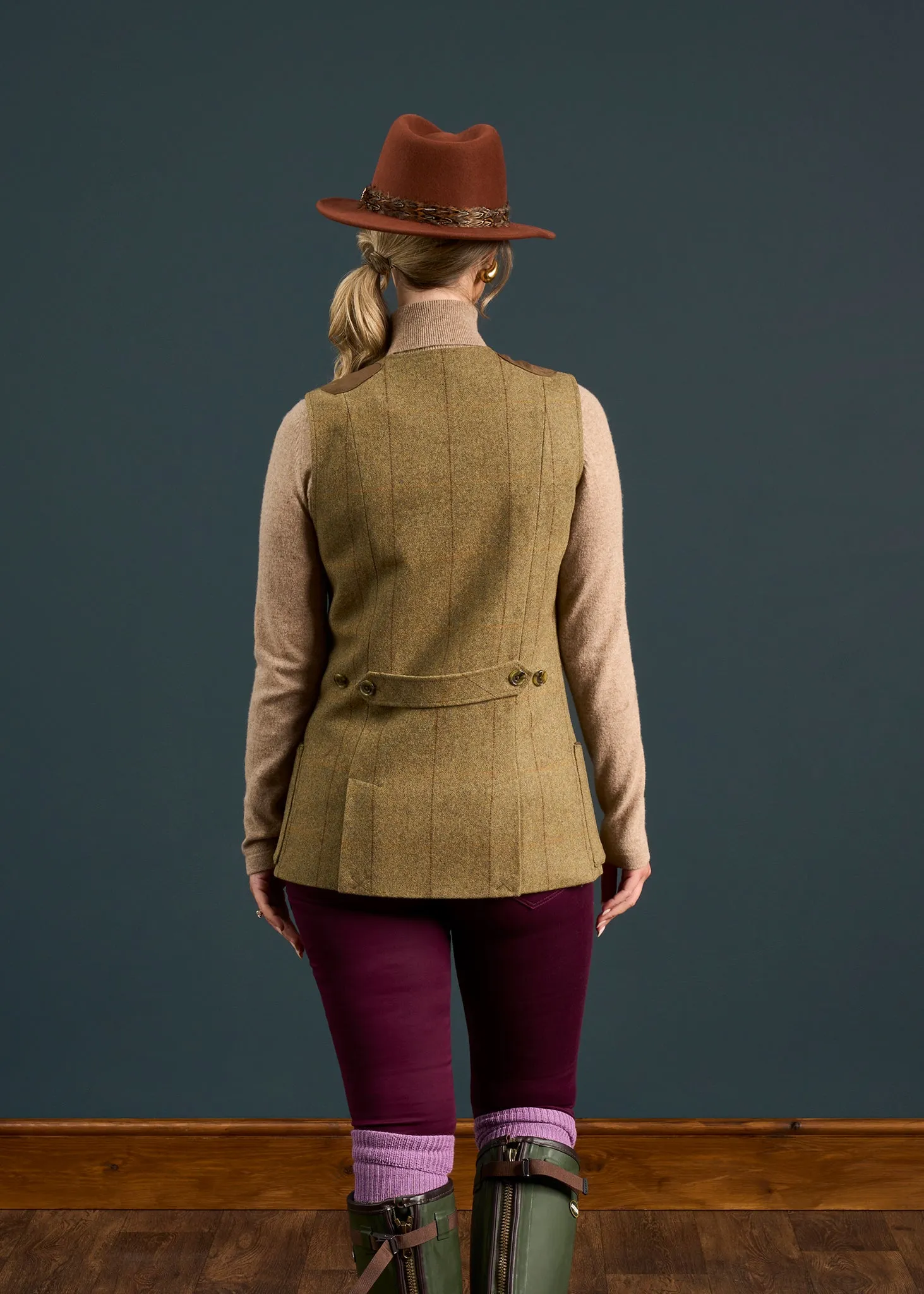 Combrook Ladies Tweed Shooting Waistcoat In Grove - Regular Fit sold by Alan Paine product image thumbnail 4