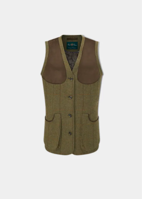 Combrook Ladies Tweed Shooting Waistcoat In Grove - Regular Fit made by Alan Paine