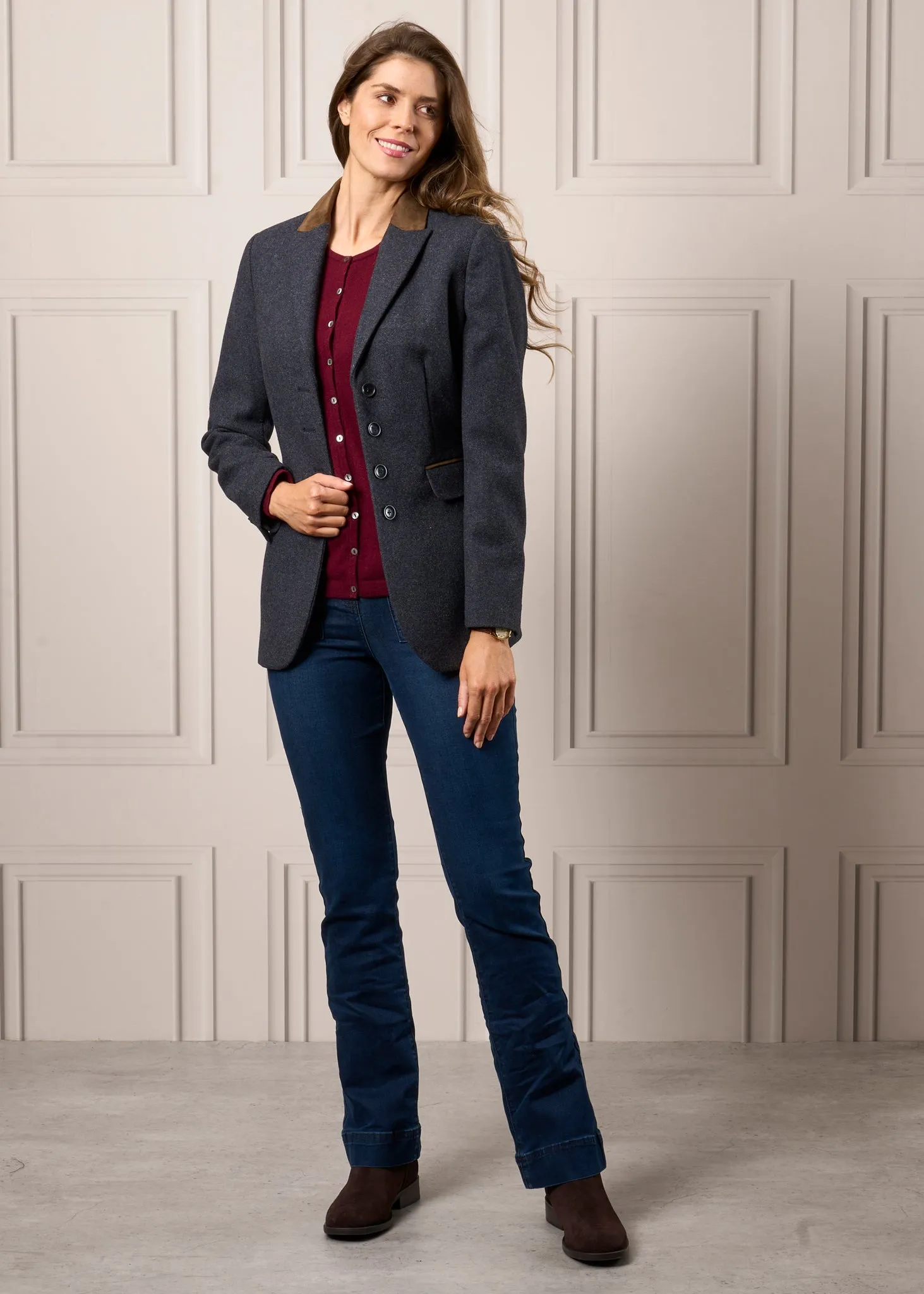 Surrey Ladies Tweed Blazer In Blue - Regular Fit sold by Alan Paine product image thumbnail 4