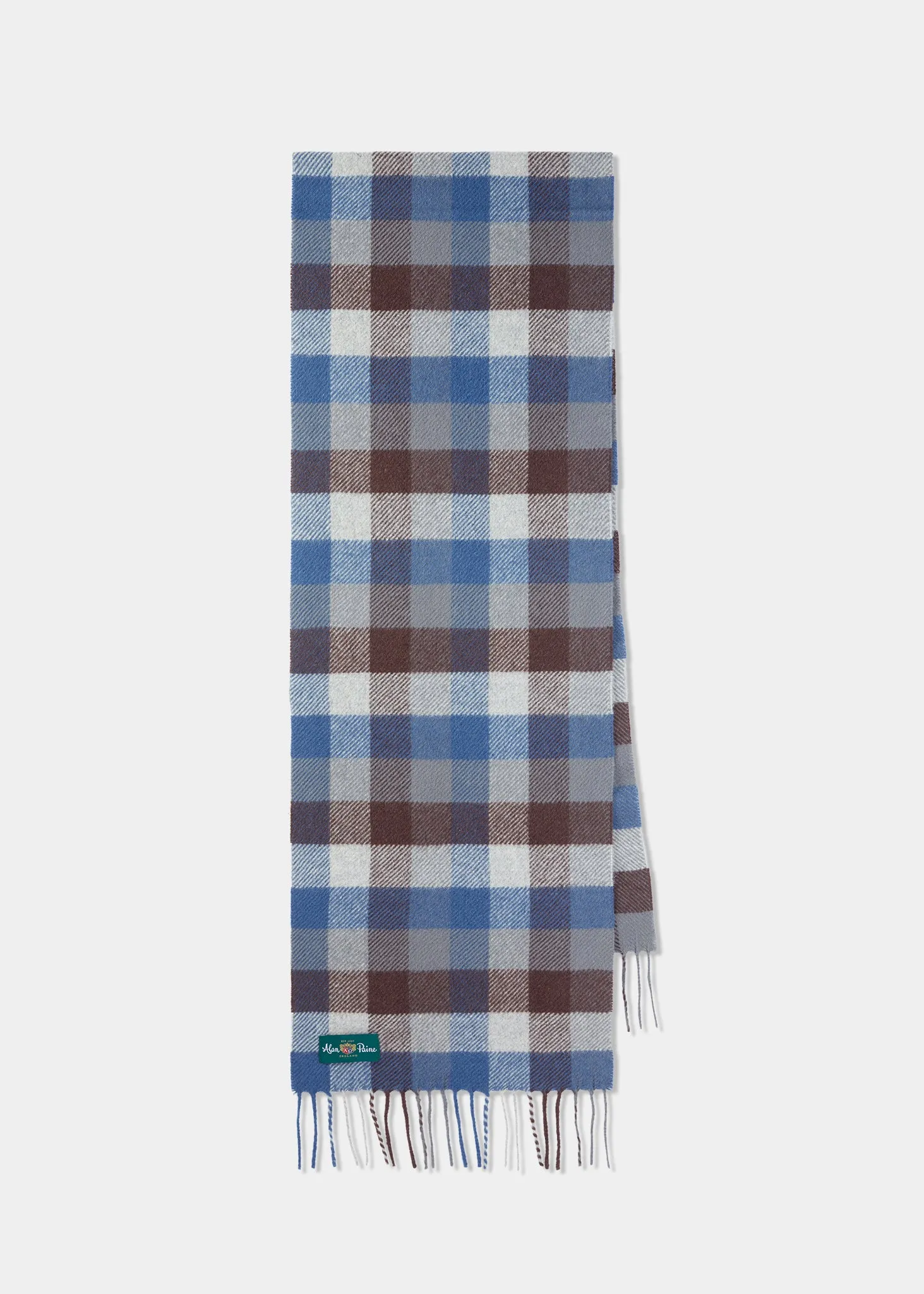 Hillclay Small Square Check Scarf In Brown sold by Alan Paine