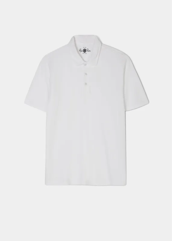 Weymouth Washed Effect Polo Shirt In White made by Alan Paine