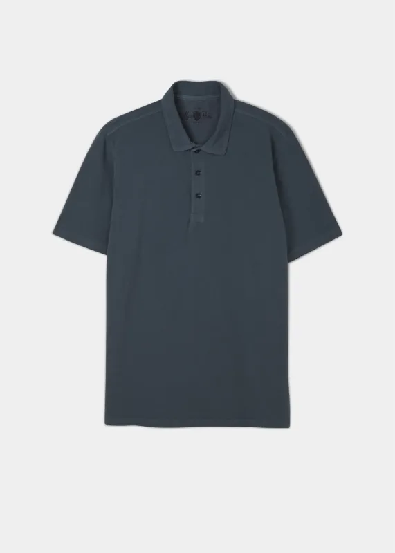 Weymouth Washed Effect Polo Shirt In Navy made by Alan Paine