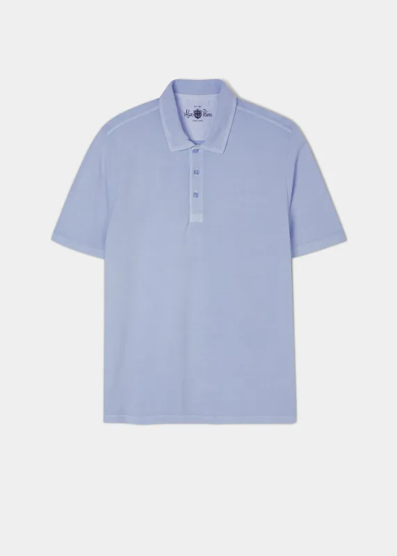 Weymouth Washed Effect Polo Shirt In Light Blue made by Alan Paine